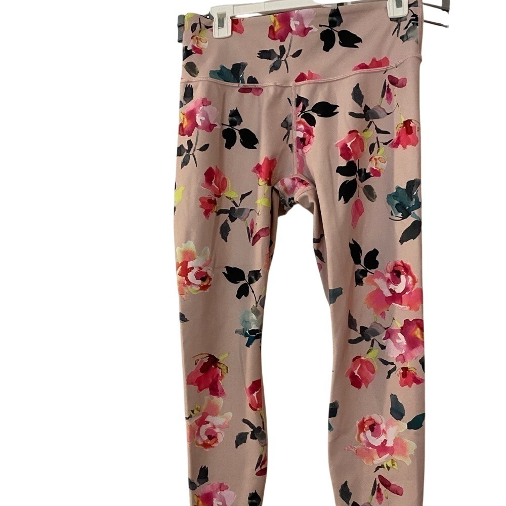 Athleta‎ Womens Medium Elation 7/8 Tight Leggings Orchid Pink Floral Athletic M